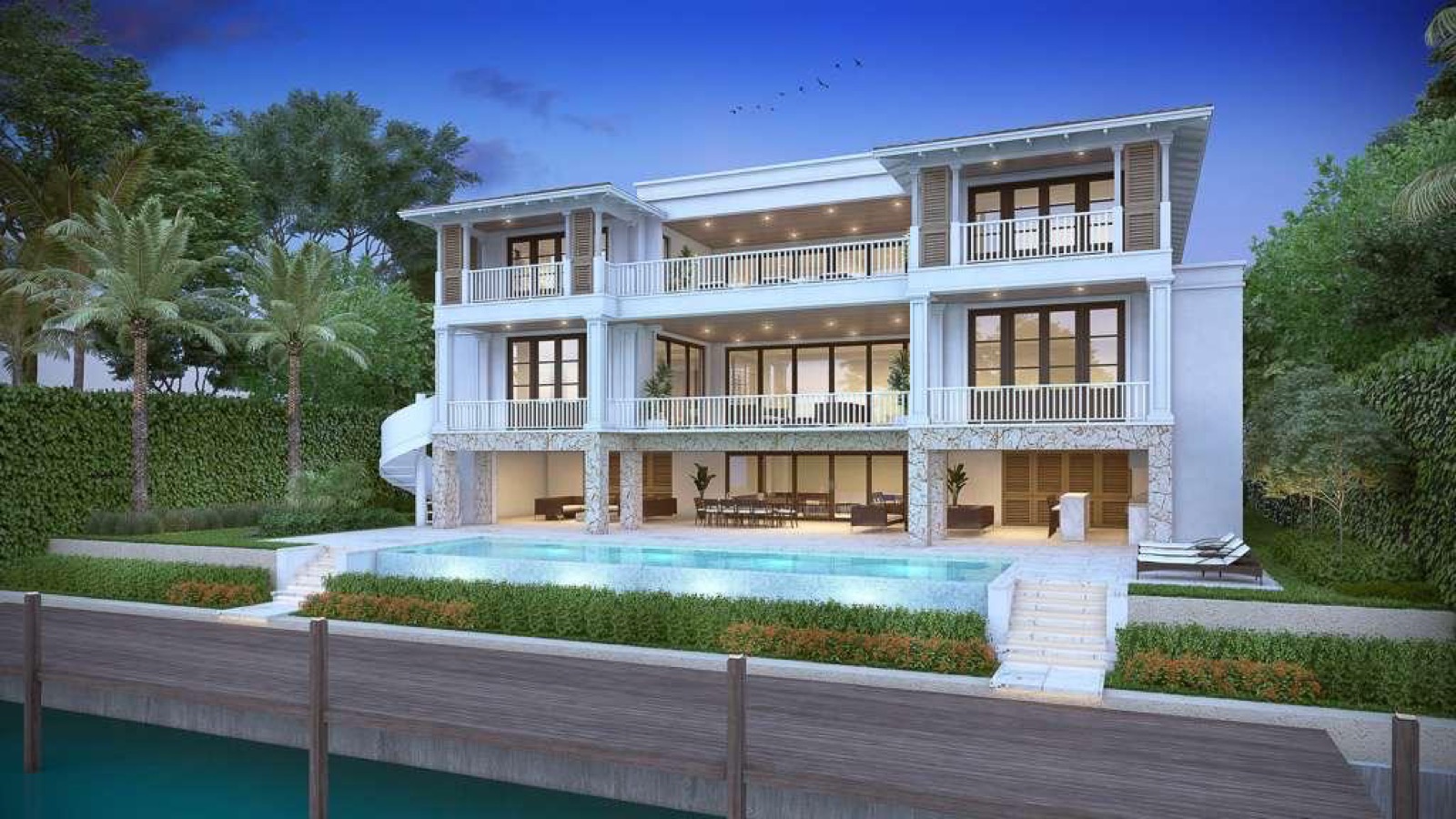 Completed luxury waterfront pool estate